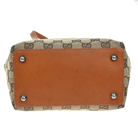 GUCCI Logo GG Pattern Shoulder Bag Canvas Leather Brown Orange SHW Italy - Picture 5 of 15